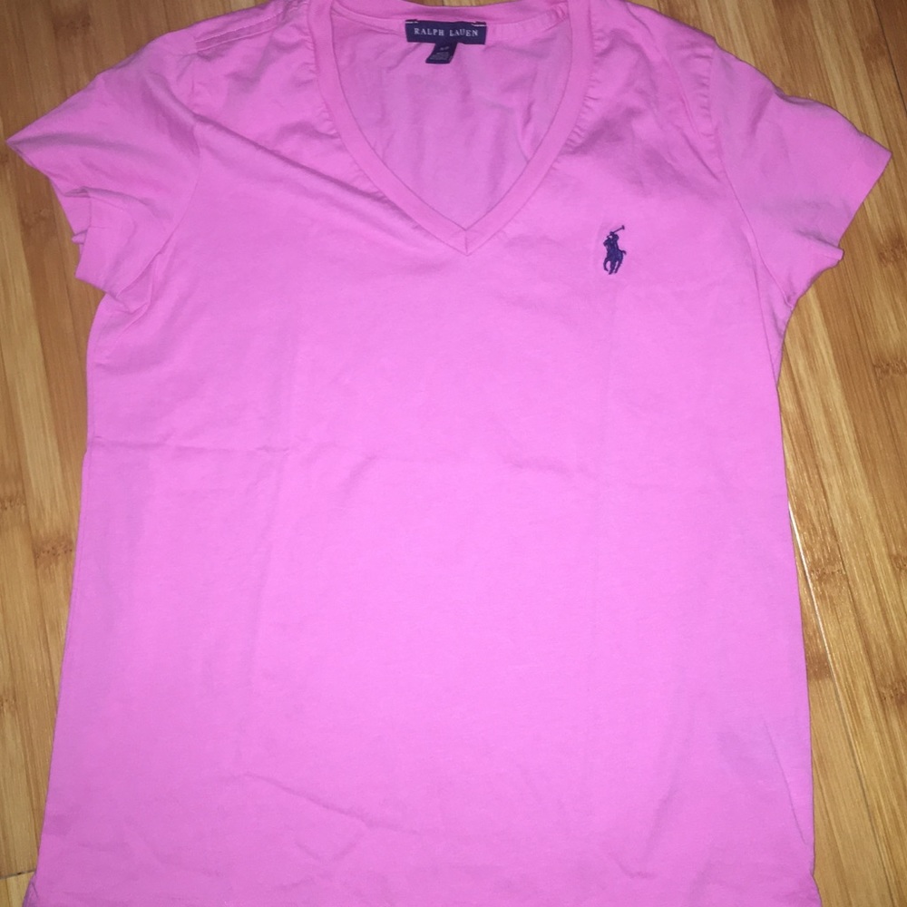 Ralph Lauren pink v neck shirt small